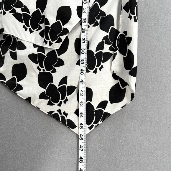 THAKOON ADDITION Tunic Womens 0 White Black Cotton Silk Voile 3/4 sleeve - Picture 15 of 15